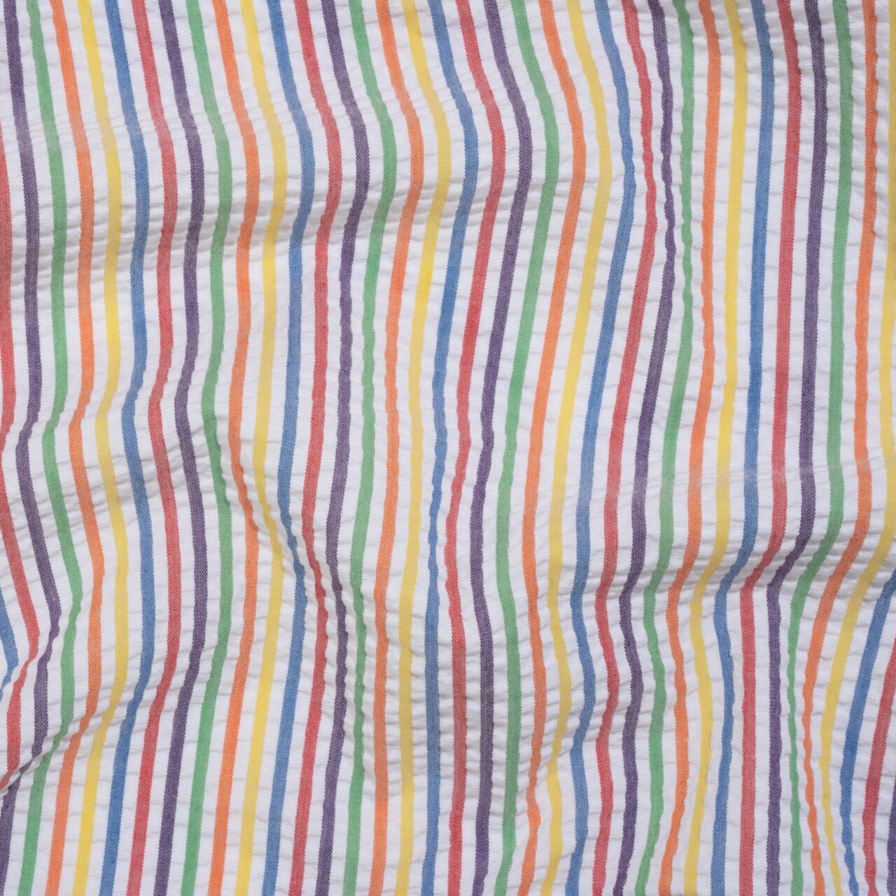 1 Yard Rainbow White Candy Striped Summer Cotton Polyester Seersucker
